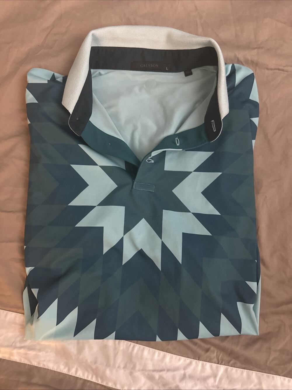 Greyson Golf Big Sky Print Short Sleeve Polo Shirt Large $118